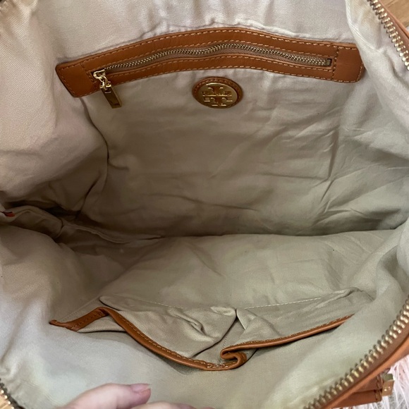 Tory Burch Large Denim and Brown Satchel Removable Crossbody Strap - Picture 9 of 16